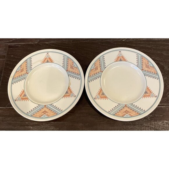 Mikasa Intaglio CAC24 Santa Fe Set Of 2 Demitasse Cups Saucers Vintage Aztec - Picture 3 of 8